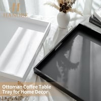Tavă decorativă mare, pătrată, din lemn negru Hanobe, 52 cm, cu mânere, pentru bucătărie și casă 9
