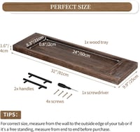Hanobe Fürdőkád Tálca 80 cm Fa Dekoratív Fürdőszoba Kiegészítő Fogantyúval 5