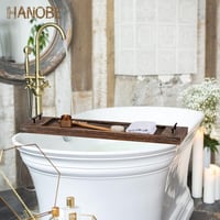 Hanobe Fürdőkád Tálca 80 cm Fa Dekoratív Fürdőszoba Kiegészítő Fogantyúval 9