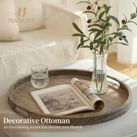 Hanobe Nagy Fa Tálca Nappaliba 56 cm – Vintage Sötétbarna Kerek Dekoratív Szervírozó Tálca Fogantyúkkal, Dohányzóasztalhoz, Puffhoz, Otthoni Dekorációhoz 2
