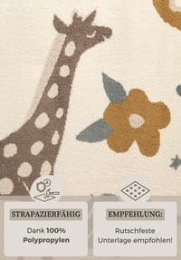 Dječji tepih Hanse Home Adventures - Tepih za igru s motivom safari životinja za dječake i djevojčice, krem boje, 160 x 235 cm 4