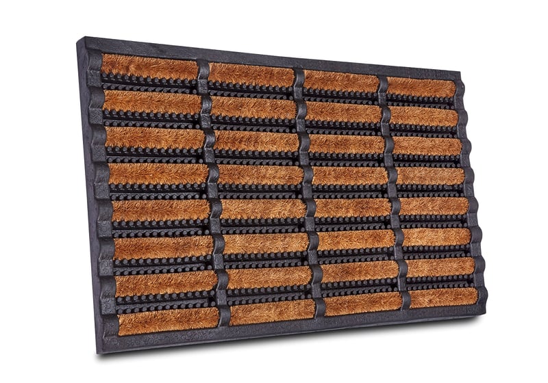 Covoraș de intrare Hanse Home Brushes din fibră de cocos și cauciuc, 45x75 cm, negru-natur, antiderapant, pentru utilizare la interior și exterior, preș rezistent la intemperii