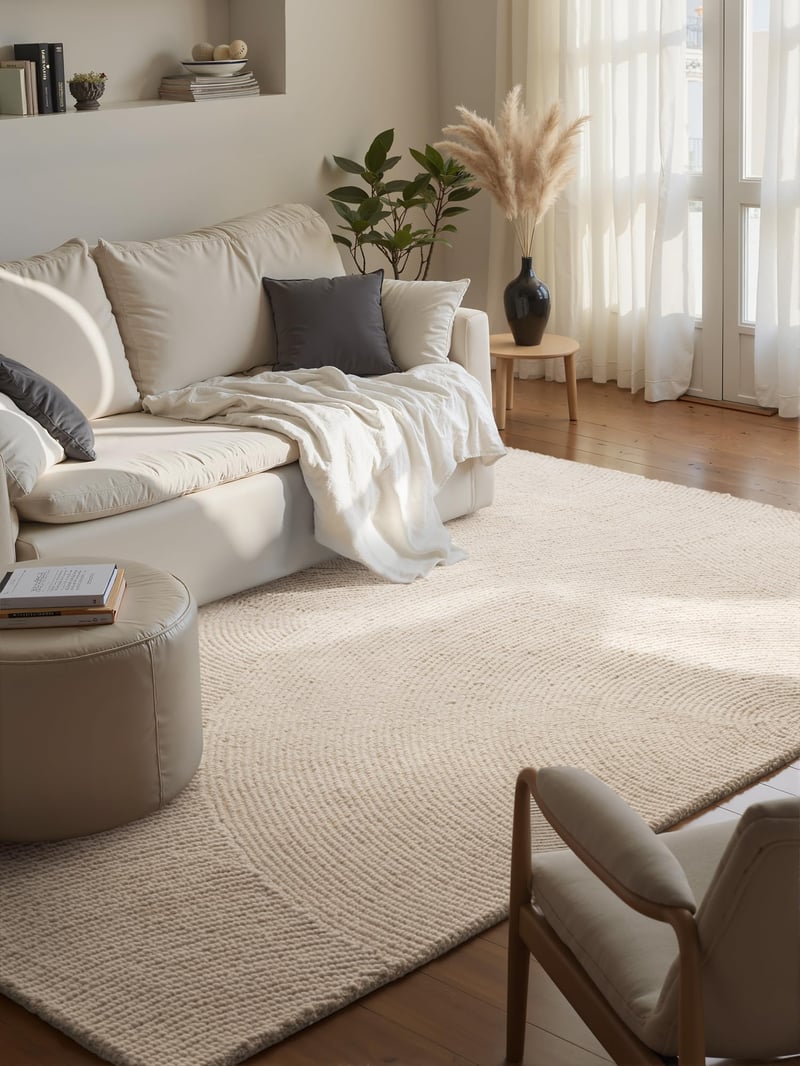Covor din lână Hanse Home Calmio - tuftat manual, alb natural, stil Hygge Scandinavian Boho, pentru sufragerie, dormitor, dining, hol - 160x230 cm