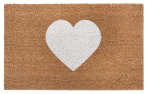 Hanse Home Kokosová rohožka na vnútorné použitie – Čistiaca rohož so vzorom bieleho srdca, protišmyková, do chodby a na terasu – 45x75 cm