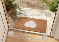 Hanse Home Kokosová rohožka na vnútorné použitie – Čistiaca rohož so vzorom bieleho srdca, protišmyková, do chodby a na terasu – 45x75 cm 3