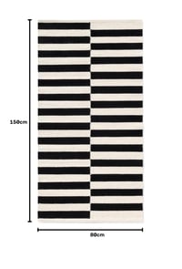 Vlnený koberec Hanse Home Vika – ručne tkaný, pruhovaný, čierno-prírodná biela, 80x150 cm – obývačka, spálňa, jedáleň, predsieň 2