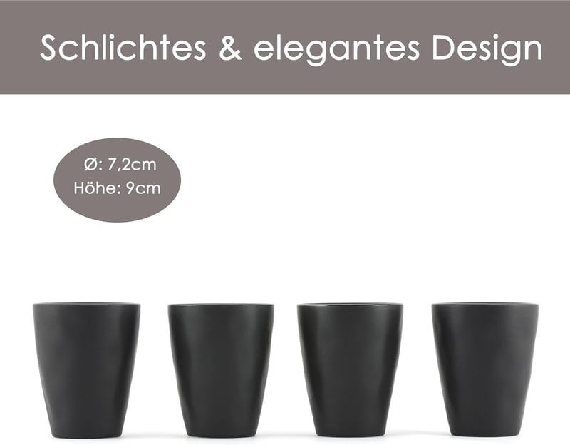 Hanseküche kézműves fekete espresso csészekészlet 4 db-os 120 ml-es