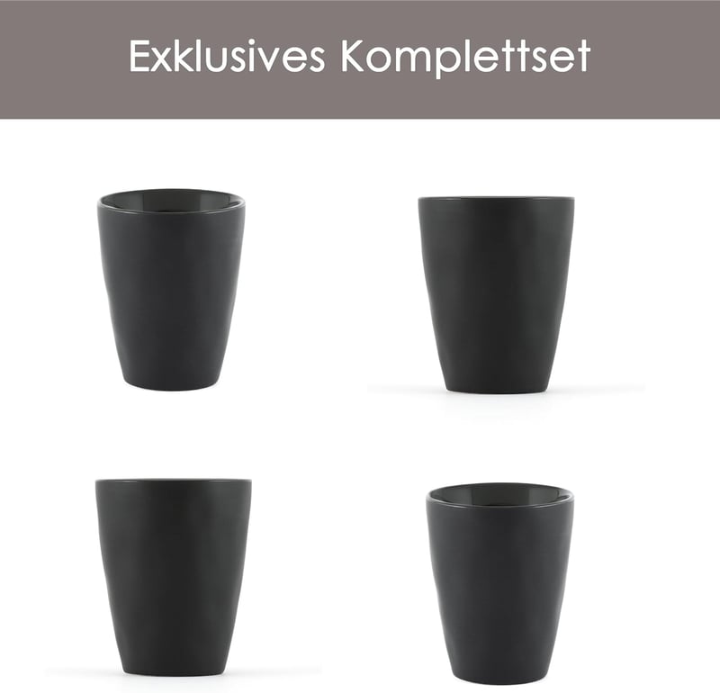 Hanseküche kézműves fekete espresso csészekészlet 4 db-os 120 ml-es