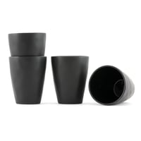 Súprava 4 ks ručne vyrábaných kameninových šálok na espresso s podšálkami Hanseküche, 120 ml – čierna 1