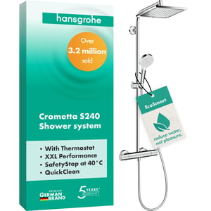 hansgrohe Crometta E 240 set za tuširanje s termostatom, nadglavni tuš (240x240) — oštećena i mrljava glava tuša (stanje: vidi 2. sliku)