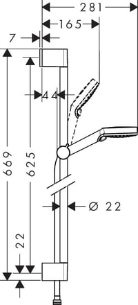 Hansgrohe Crometta Vario set za tuširanje s Unica'Croma šipkom od 65 cm, bijela/krom, 26532400 6