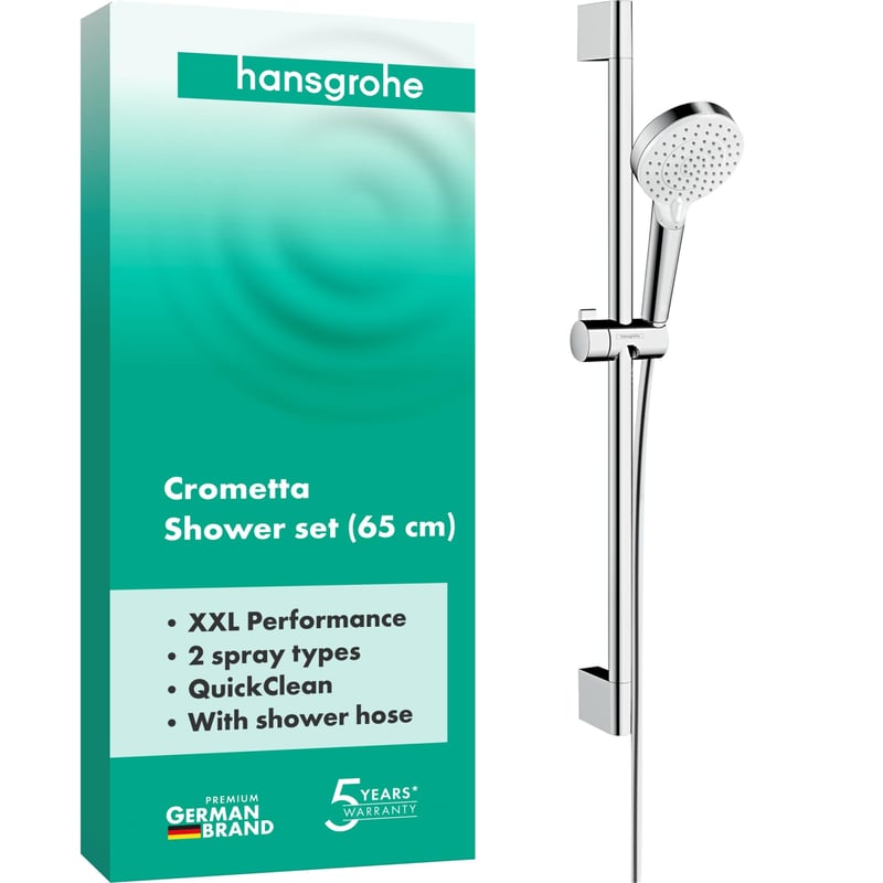 Hansgrohe Crometta Vario set za tuširanje s Unica'Croma šipkom od 65 cm, bijela/krom, 26532400