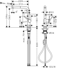 Kuchynská batéria hansgrohe Talis M54 72808670 s vyťahovacou sprškou, výška výtoku 270 mm, otočná, matná čierna 6