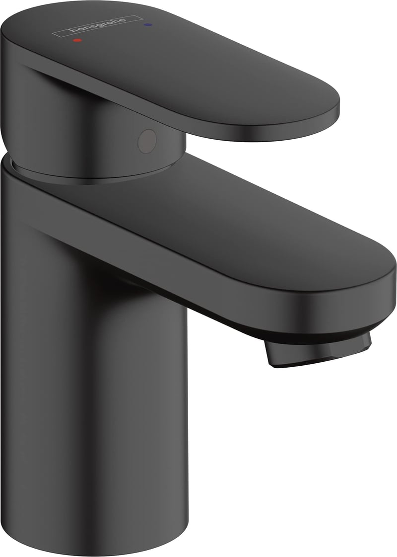 Baterie lavoar hansgrohe Vernis Blend fără ventil, înălțime pipă 70 mm, cu tehnologie EcoSmart pentru economisirea apei, negru mat