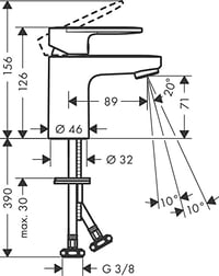 Baterie lavoar hansgrohe Vernis Blend fără ventil, înălțime pipă 70 mm, cu tehnologie EcoSmart pentru economisirea apei, negru mat 6