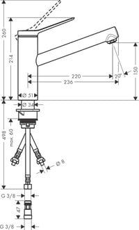 hansgrohe Zesis M33 Konyhai Csaptelep Rozsdamentes Acél 150mm Forgatható Nyitott Bojler 6