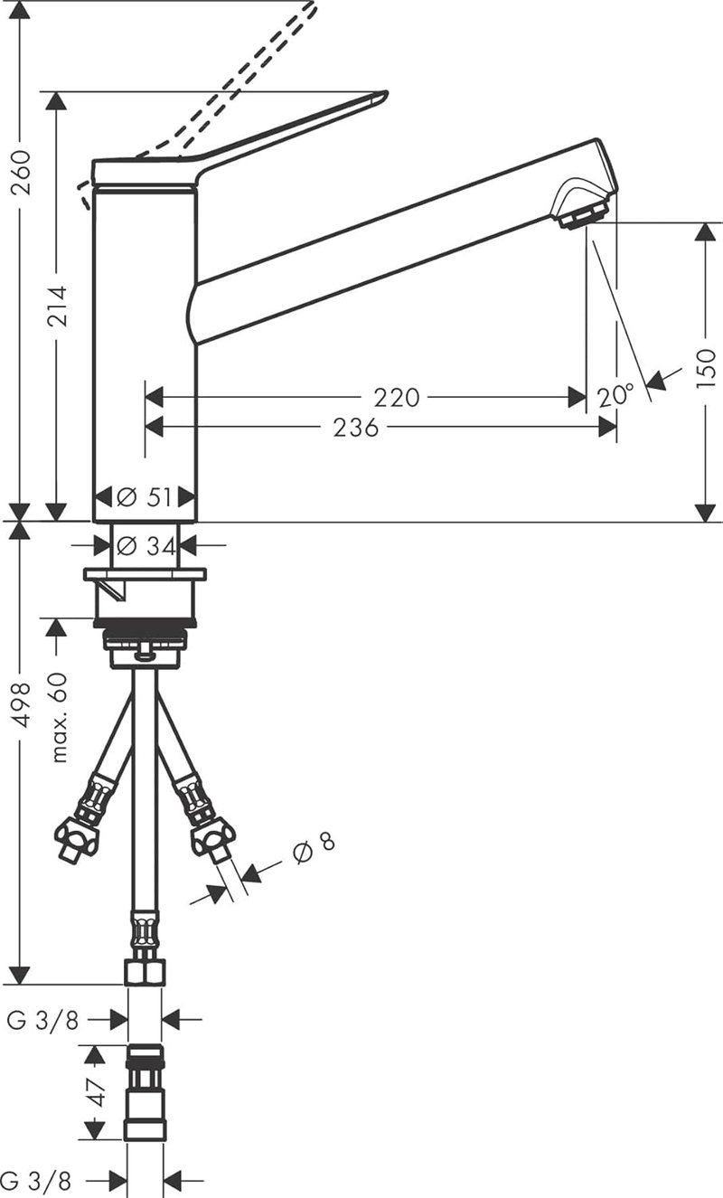 hansgrohe Zesis M33 Konyhai Csaptelep Rozsdamentes Acél 150mm Forgatható Nyitott Bojler