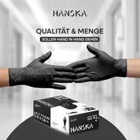HANSKA 100 db fekete nitril eldobható kesztyű XL méret, pudramentesítve 2