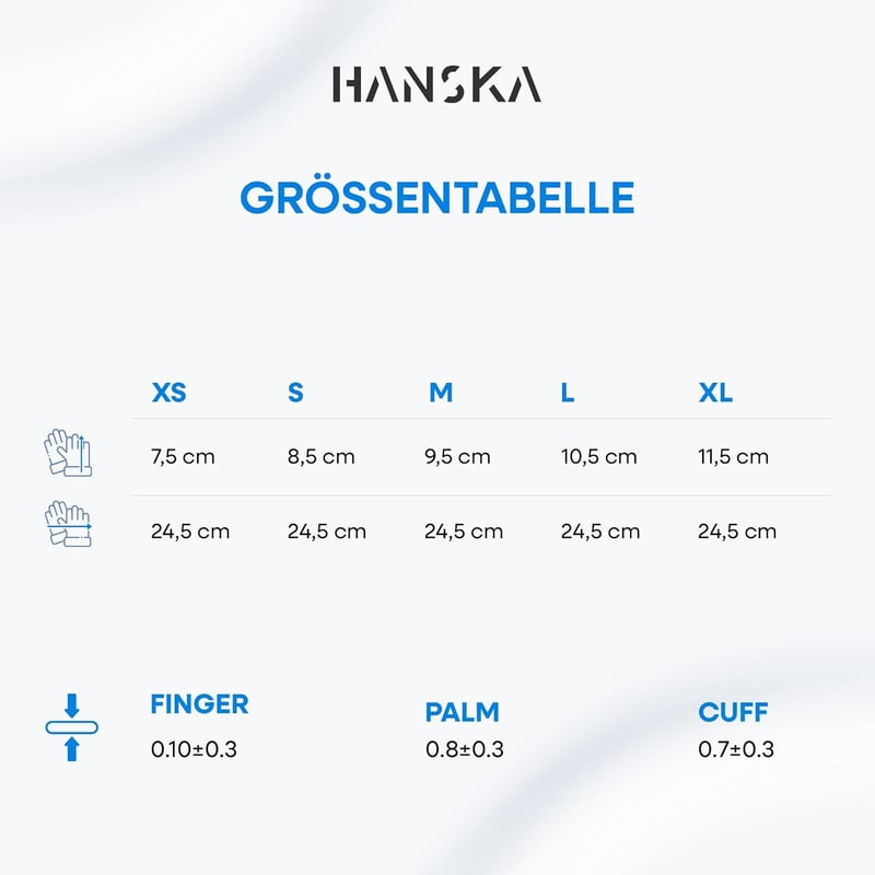 HANSKA Kék Nitril Kesztyű Púdermentes 100db L Méret Orvosi Élelmiszer