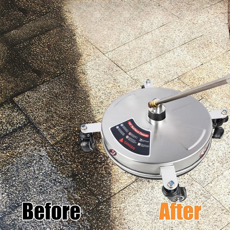 Hanured 14 Inch Nyomásmosó Felülettisztító, 4000 PSI, Rozsdamentes Acél, 4 Kerékkel