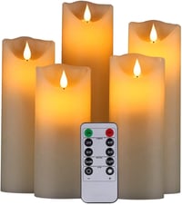 Sada bezplameňových LED sviečok HANZIM z pravého vosku s diaľkovým ovládaním – slonovinová kosť – 5 ks 2
