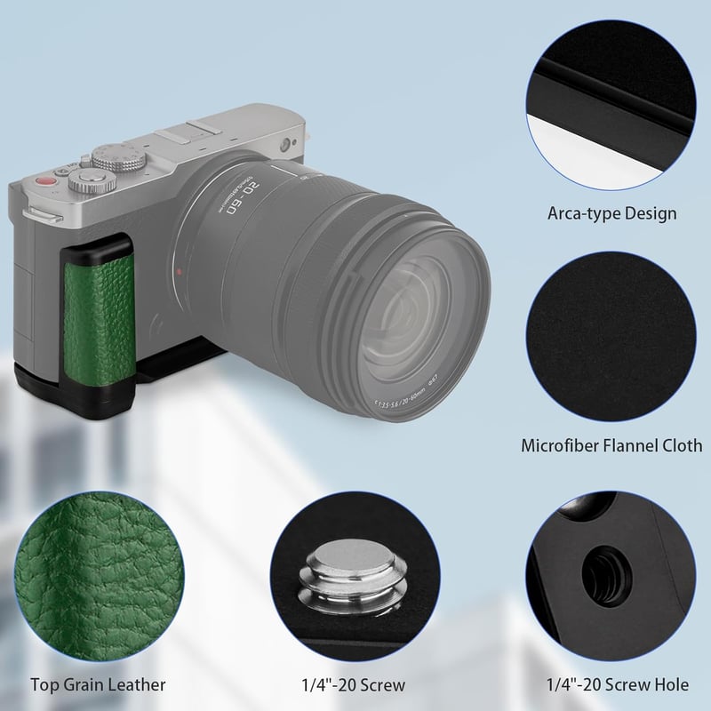 Haoge L-alakú fogantyú Panasonic LUMIX S9 fényképezőgéphez zöld