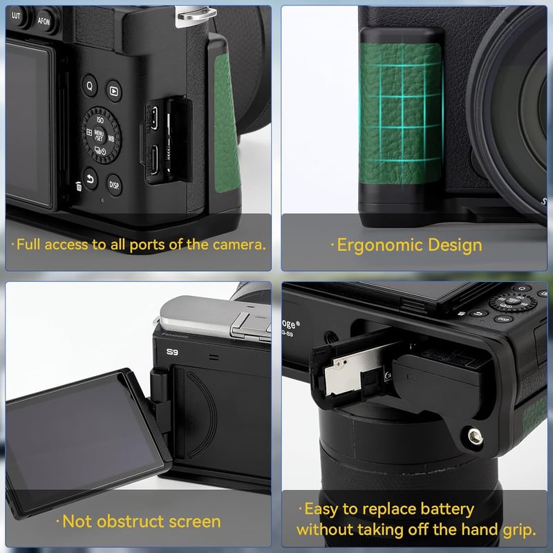 Haoge L-alakú fogantyú Panasonic LUMIX S9 fényképezőgéphez zöld