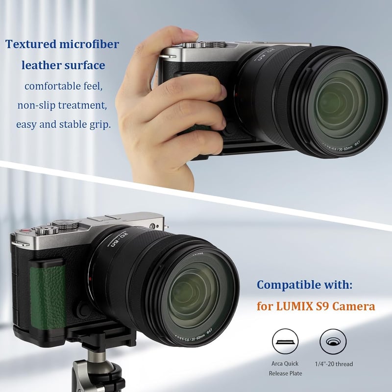 Haoge L-alakú fogantyú Panasonic LUMIX S9 fényképezőgéphez zöld
