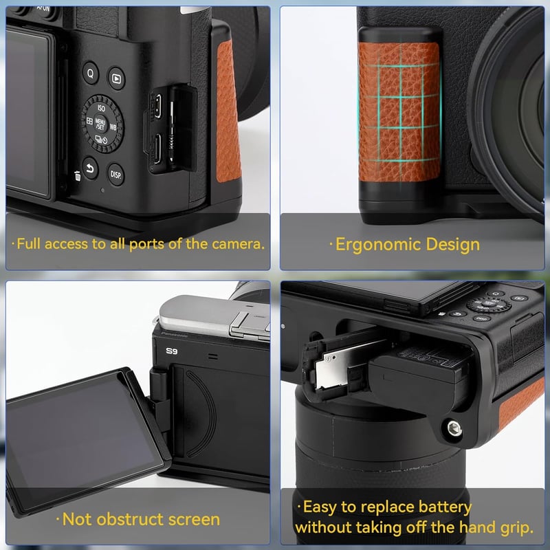 Haoge L-alakú kamera fogantyú Panasonic LUMIX S9-hez barna