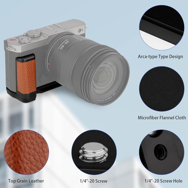 Haoge L-alakú kamera fogantyú Panasonic LUMIX S9-hez barna