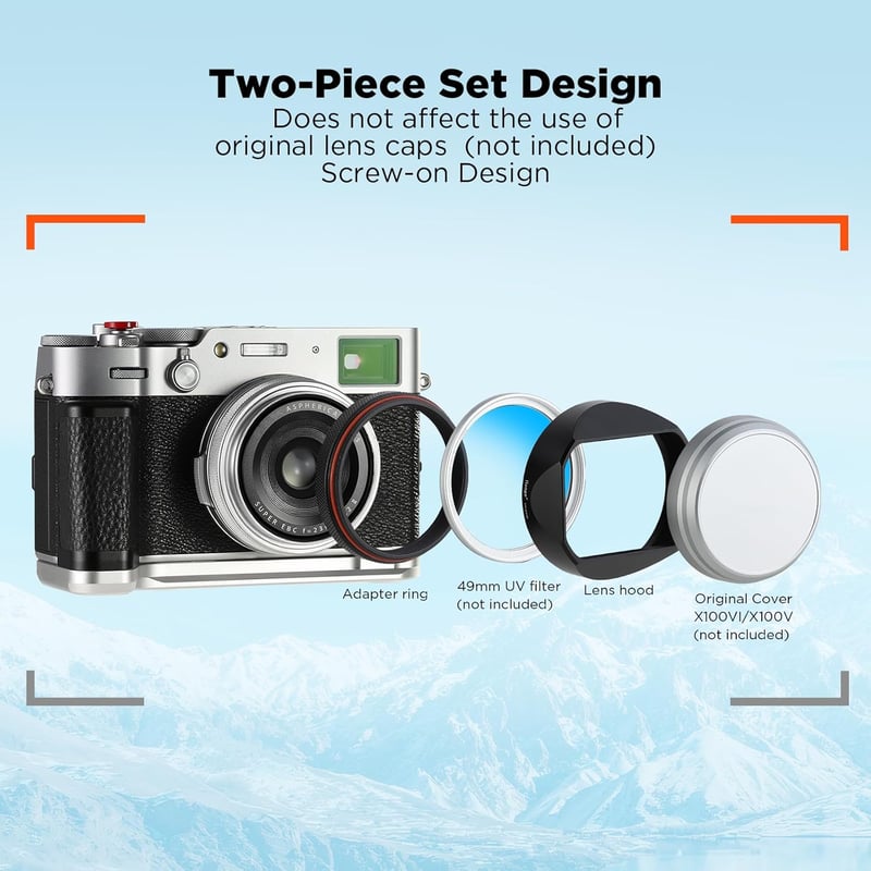 Haoge LH-X54B fém lencsenapellenző 49mm adaptergyűrűvel Fujifilm X100VI/X100V fekete