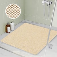 HAOLESHITE csúszásmentes fürdőszobai szőnyeg 80x80cm drénázólyukakkal bézs 1
