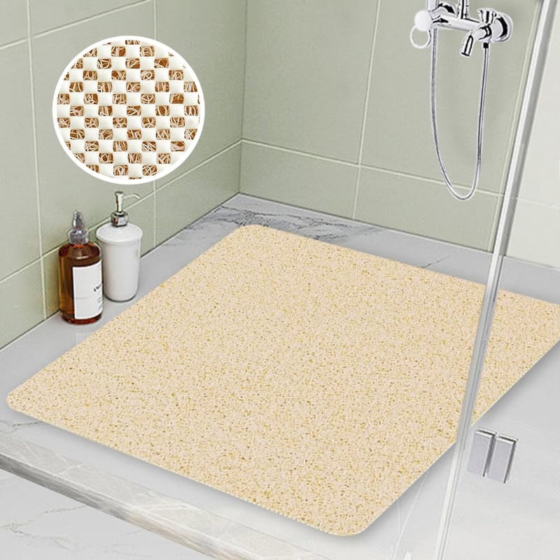 HAOLESHITE csúszásmentes fürdőszobai szőnyeg 80x80cm drénázólyukakkal bézs