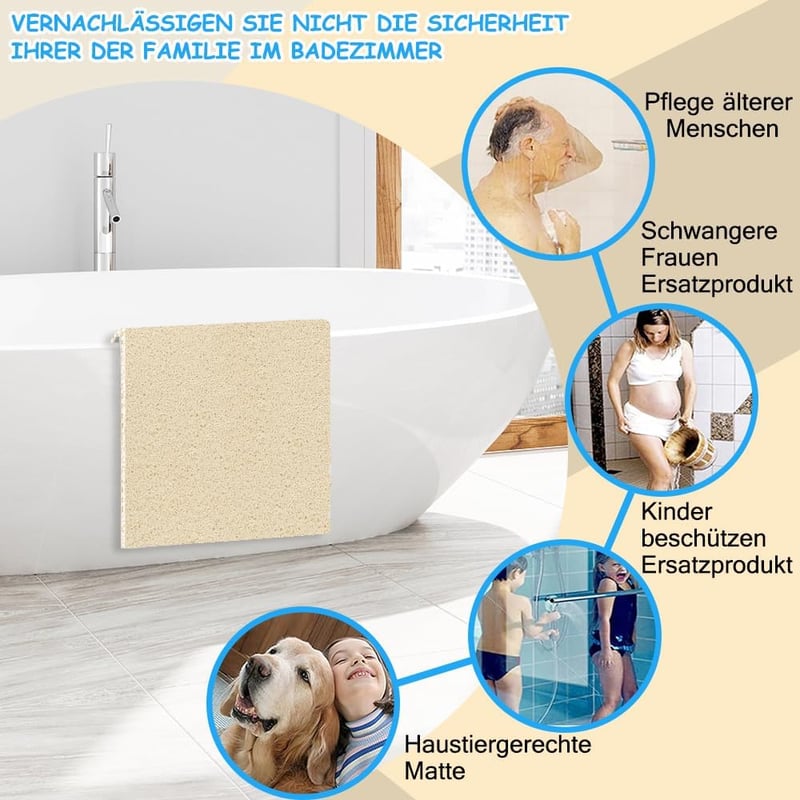 HAOLESHITE csúszásmentes fürdőszobai szőnyeg 80x80cm drénázólyukakkal bézs