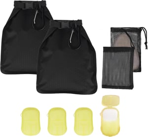 HAOTIAN-X putni set za sapun s mrežicom: 6x vrećica + 12x kutija listića sapuna – paket od 3 komada