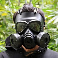 haoYK Taktikai Gázálarc Kettős Ventilátorral, Airsoft Paintball Védelem, Fekete 7