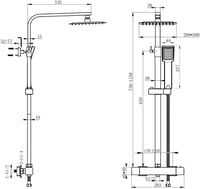 HAPAOSO Magasságállítható Zuhanyoszlop 80-120cm Króm Négyzet Alakú Termosztátos Zuhanyszett Égésvédelem 7