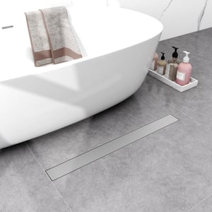 HAPAOSO Rejtett Zuhanyfolyóka 570x155x80mm Szifon Légfrissítővel és Hajszűrővel Ezüst Színű 2in1 Zuhanylefolyó
