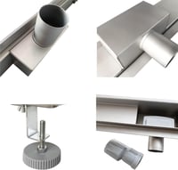 HAPAOSO Rejtett Zuhanyfolyóka 570x155x80mm Szifon Légfrissítővel és Hajszűrővel Ezüst Színű 2in1 Zuhanylefolyó 5