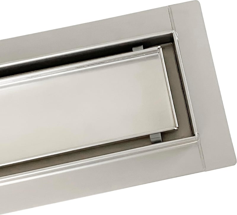 HAPAOSO Rejtett Zuhanyfolyóka 570x155x80mm Szifon Légfrissítővel és Hajszűrővel Ezüst Színű 2in1 Zuhanylefolyó