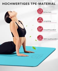 HAPBEAR Extra nagy csúszásmentes jóga- és fitnesz szőnyeg kék XXL 198x137/183x122/183x116 cm, Pilates, edzőterem, otthon, torna 5