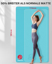 HAPBEAR Extra nagy csúszásmentes jóga- és fitnesz szőnyeg kék XXL 198x137/183x122/183x116 cm, Pilates, edzőterem, otthon, torna 2