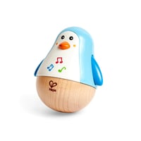 Hape E0331 Drevený hojdací tučniak so zvončekom, modrý – Senzorická hračka na rozvoj motoriky a rovnováhy od 6 mesiacov 7