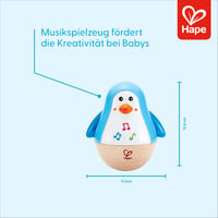 Hape E0331 Drevený hojdací tučniak so zvončekom, modrý – Senzorická hračka na rozvoj motoriky a rovnováhy od 6 mesiacov 5