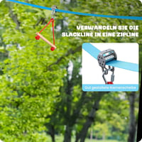 Hapfan 2x50 ft Slackline szett gyerekeknek kötélycsigával és akadálypályával 2