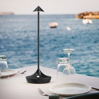 Lampă de masă LED fără fir, reîncărcabilă Hapfish, 6000 mAh, aluminiu, impermeabilă, mini lampă de masă reglabilă pentru exterior, negru 6