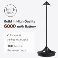 Lampă de masă LED fără fir, reîncărcabilă Hapfish, 6000 mAh, aluminiu, impermeabilă, mini lampă de masă reglabilă pentru exterior, negru 2