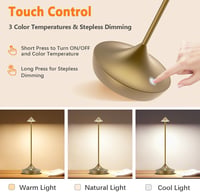 Nabíjateľná LED stolná lampa Hapfish, stmievateľná, 6000 mAh, 2 ks – bronzová 3