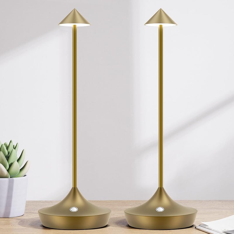 Nabíjateľná LED stolná lampa Hapfish, stmievateľná, 6000 mAh, 2 ks – bronzová