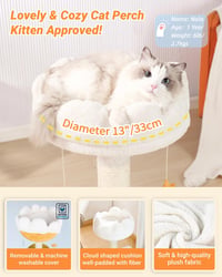 Happi N Pets 56 cm Felhő Alakú Macska Kaparófa - Kényelmes Fekhellyel, Természetes Szizál Kötéllel, Függő Játékokkal, Stabil Szerkezettel Ki 4